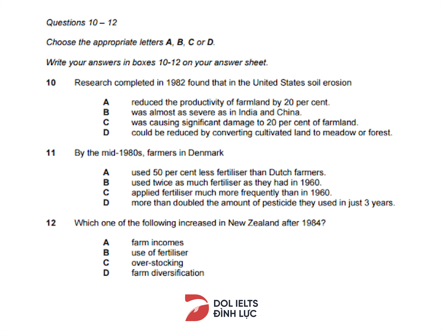 multiple choice questions ielts reading
