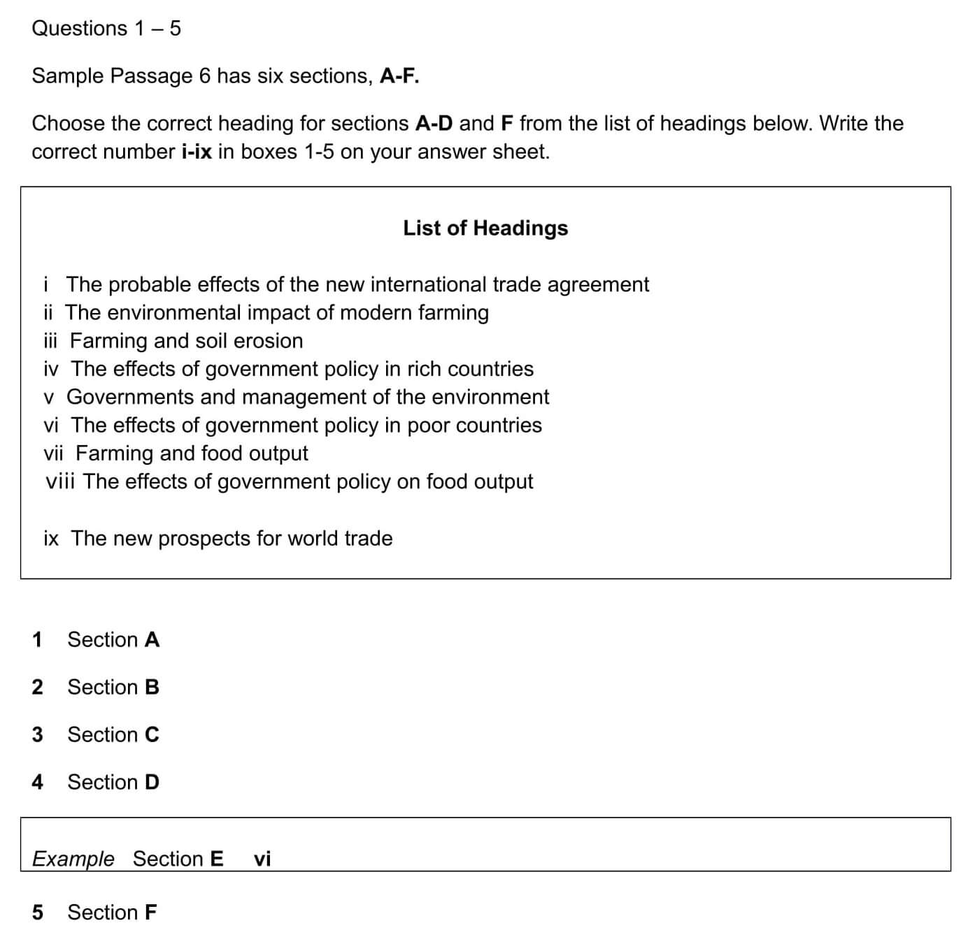 Bài làm dạng Matching Heading Questions IELTS