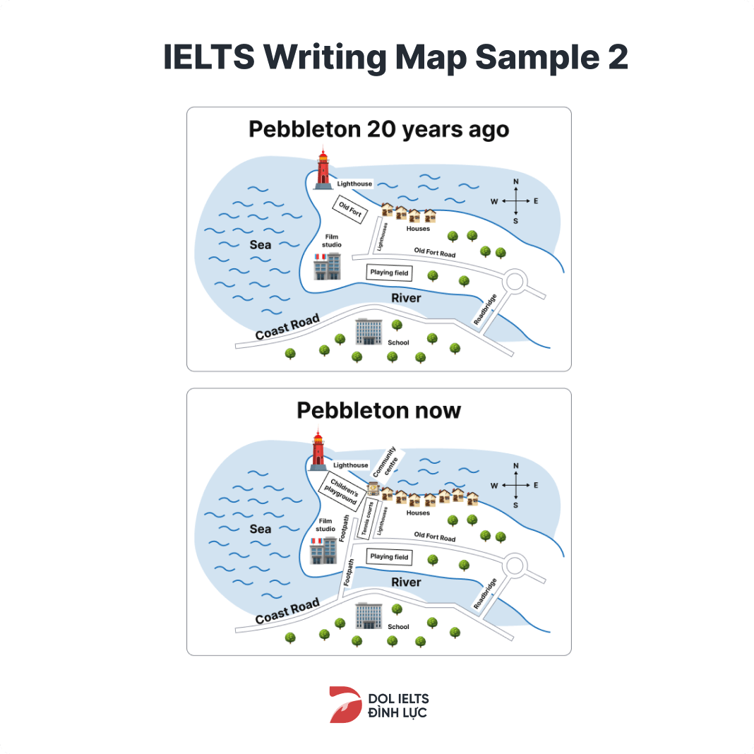 Đề mẫu IELTS Writing Task 1 band 9 dạng Map